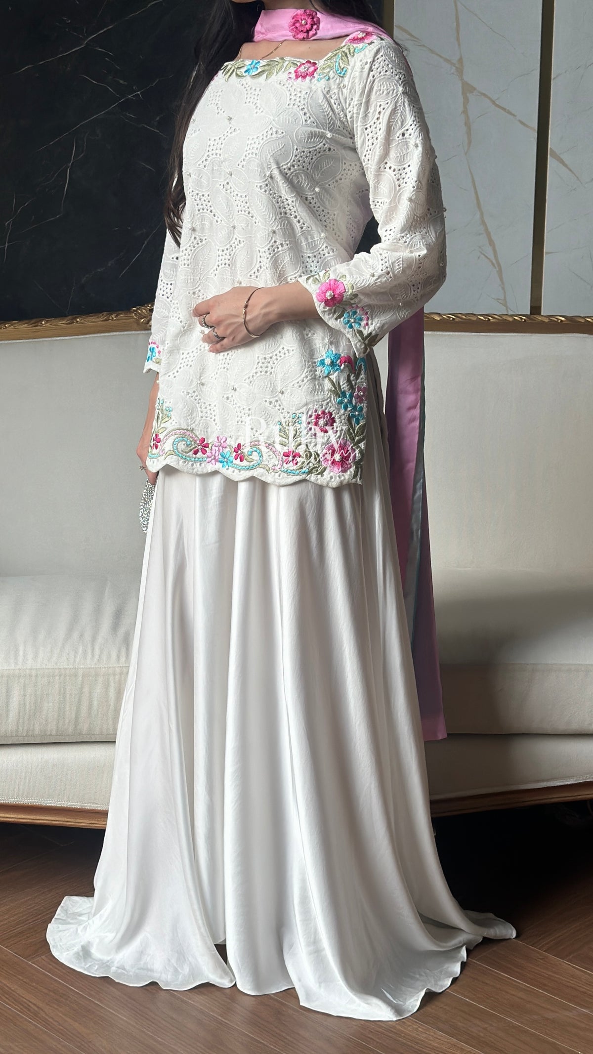ALIZEH Petal - 3 Piece Chikankari Suit with Ombré Dupatta