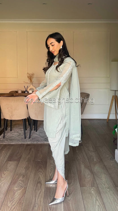 ASMA Haze - 3 Piece Chiffon Suit with Tulip Trousers