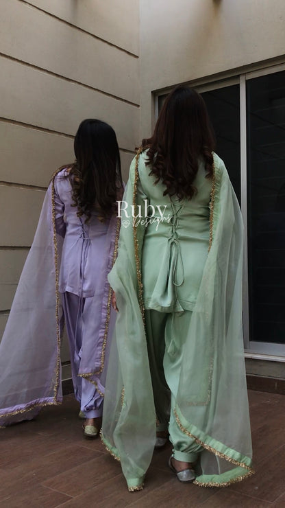 AMELLE Lilac - 3 Piece Silk Suit with Balloon Pants