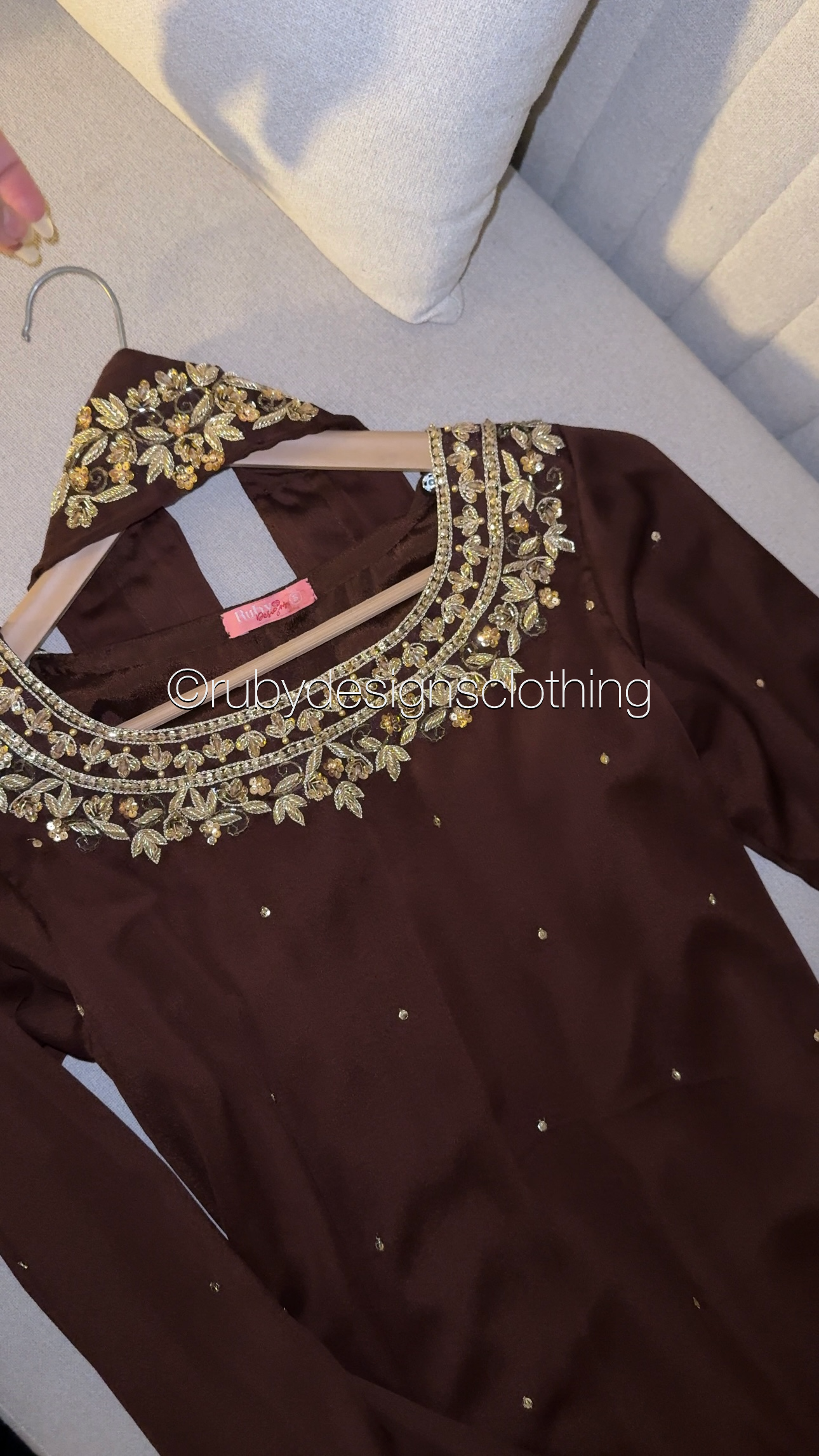 HUMNA Cocoa - 3 Piece Chiffon Suit with Farshi Shalwar