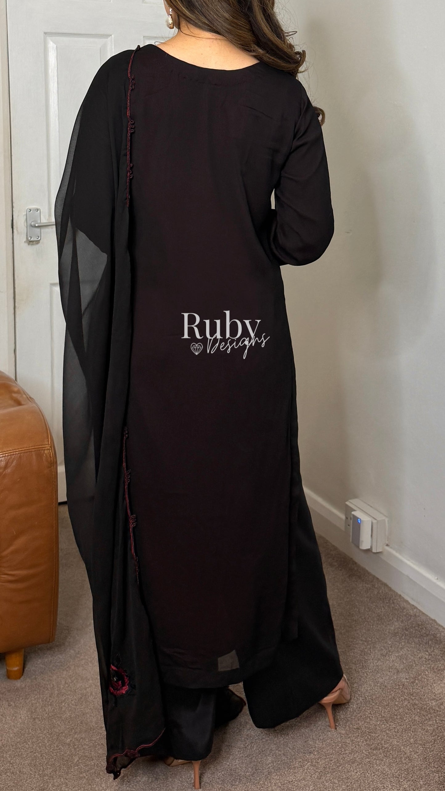 IFRA Noir - 3 Piece Chiffon Suit with Embroidery