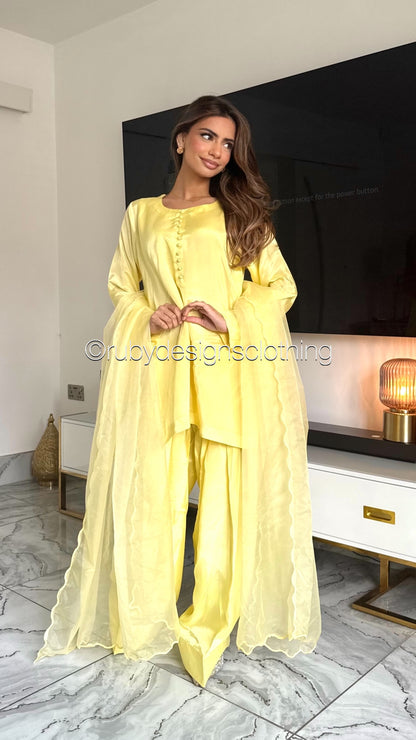 RIMA Butter - 4 Piece Russian Silk Suit with Farshi Shalwar