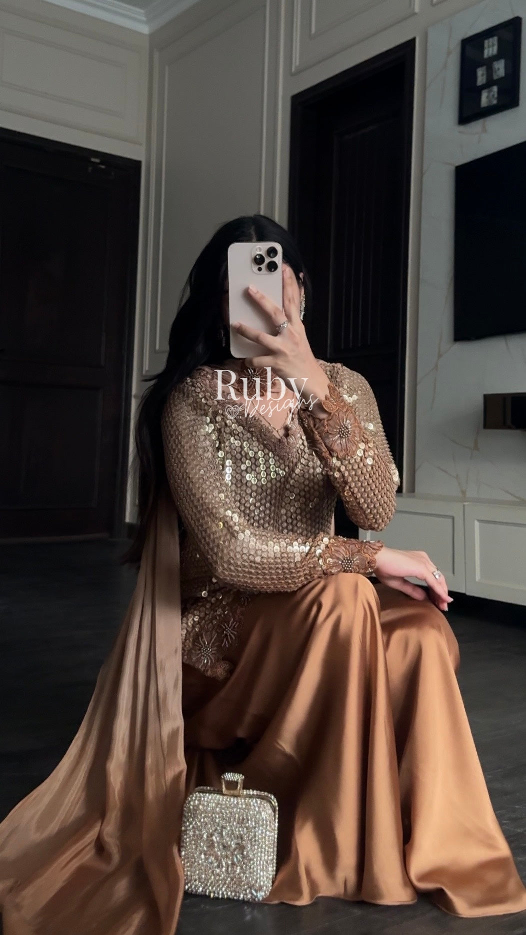 ALARA Mocha - 3 Piece Silk Suit with Choker Dupatta