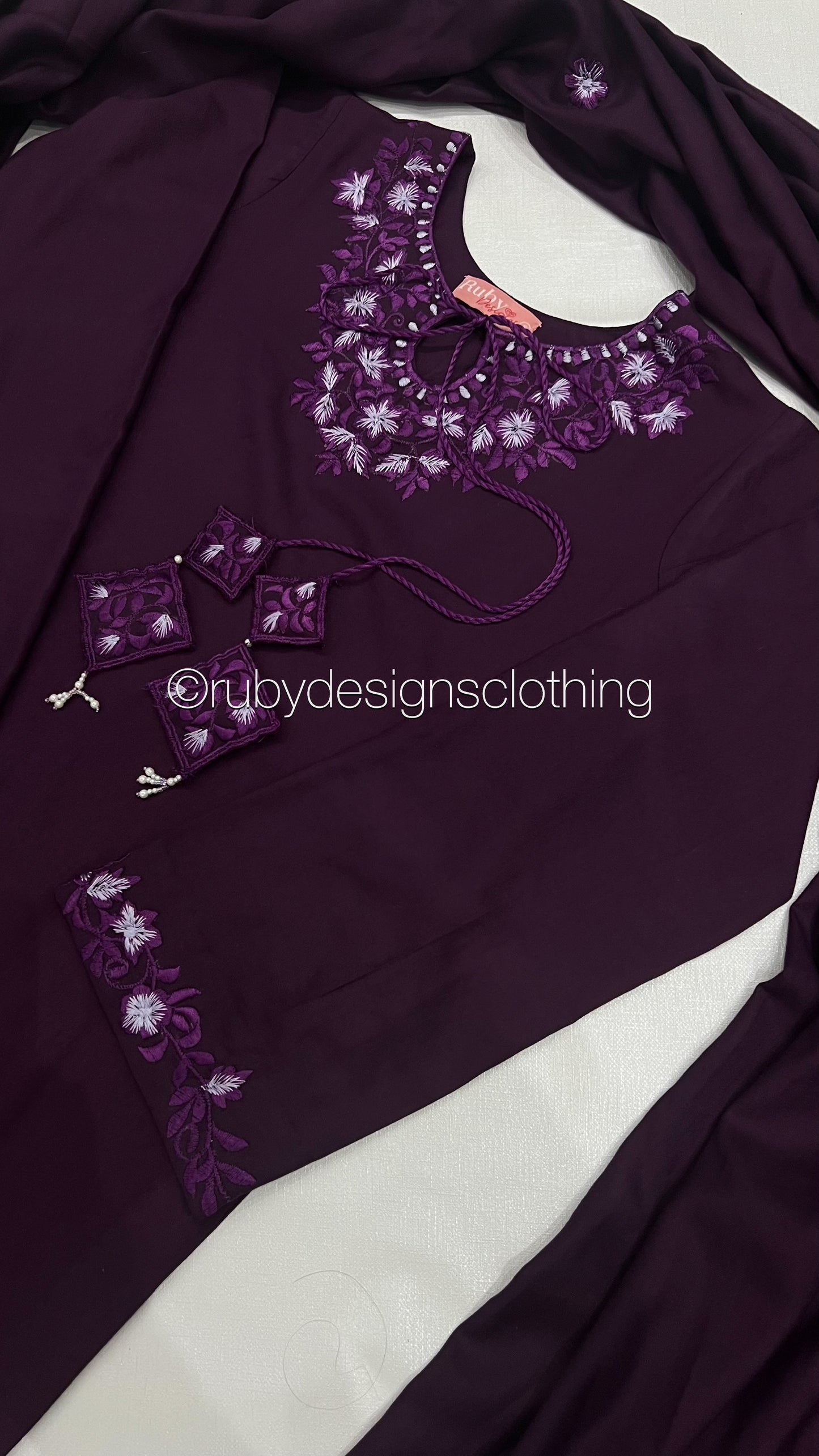 RIMSHA - 3 Piece Deep Purple Marina Suit with Shawl