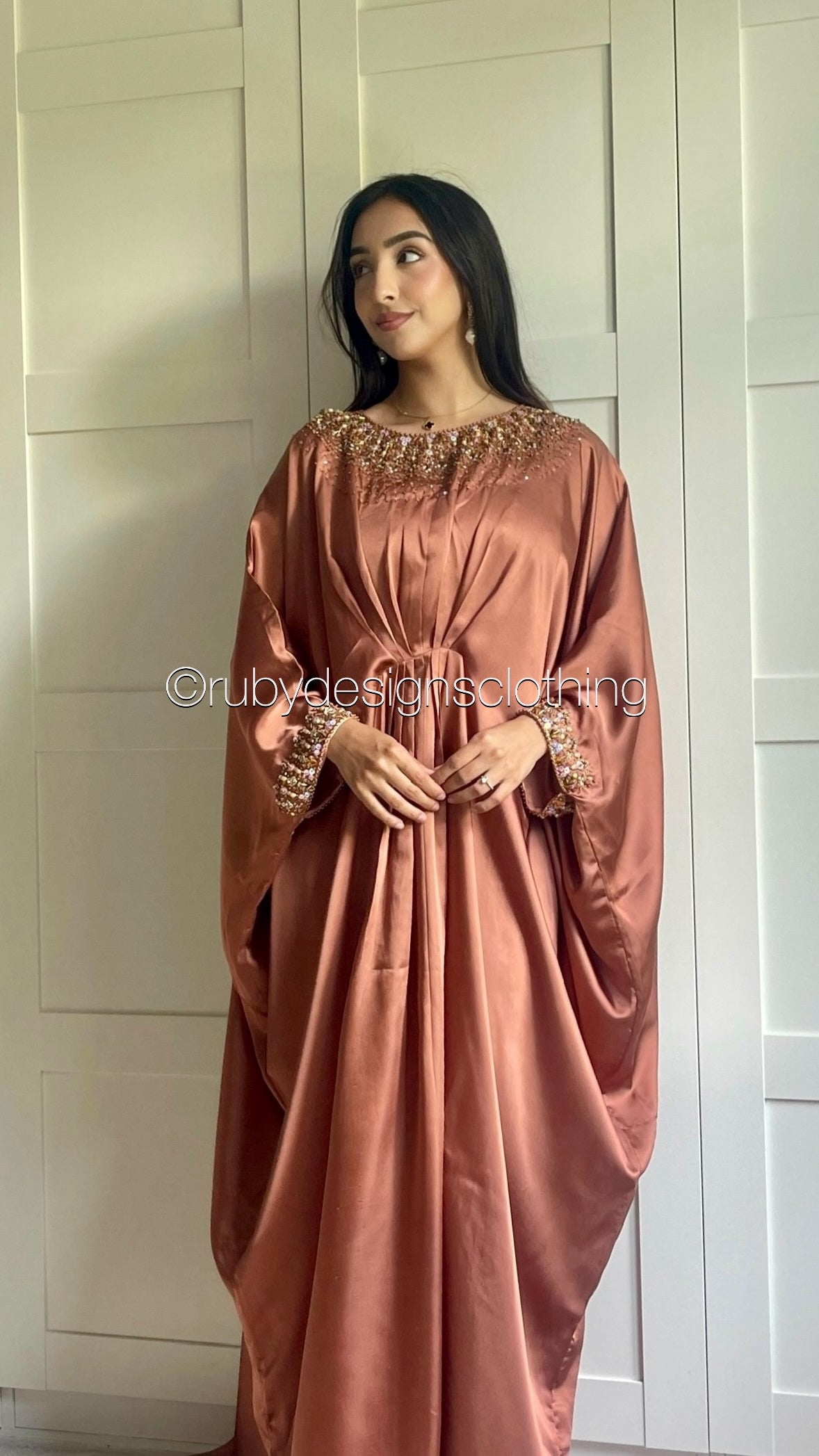 JAMILA - Rust Kaftan with Gold Handwork (8713903440085)