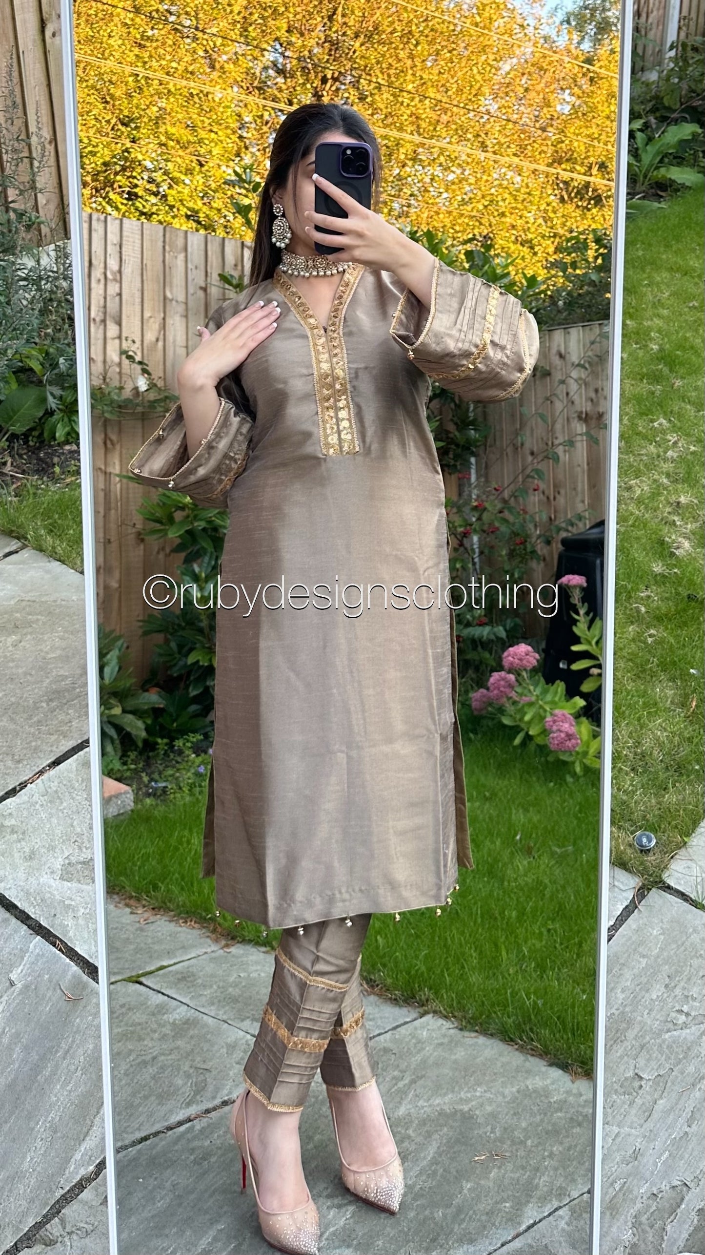 EXCLUSIVE SAMPLE - 2 Piece Bronze Raw Silk Suit (8746816438485)