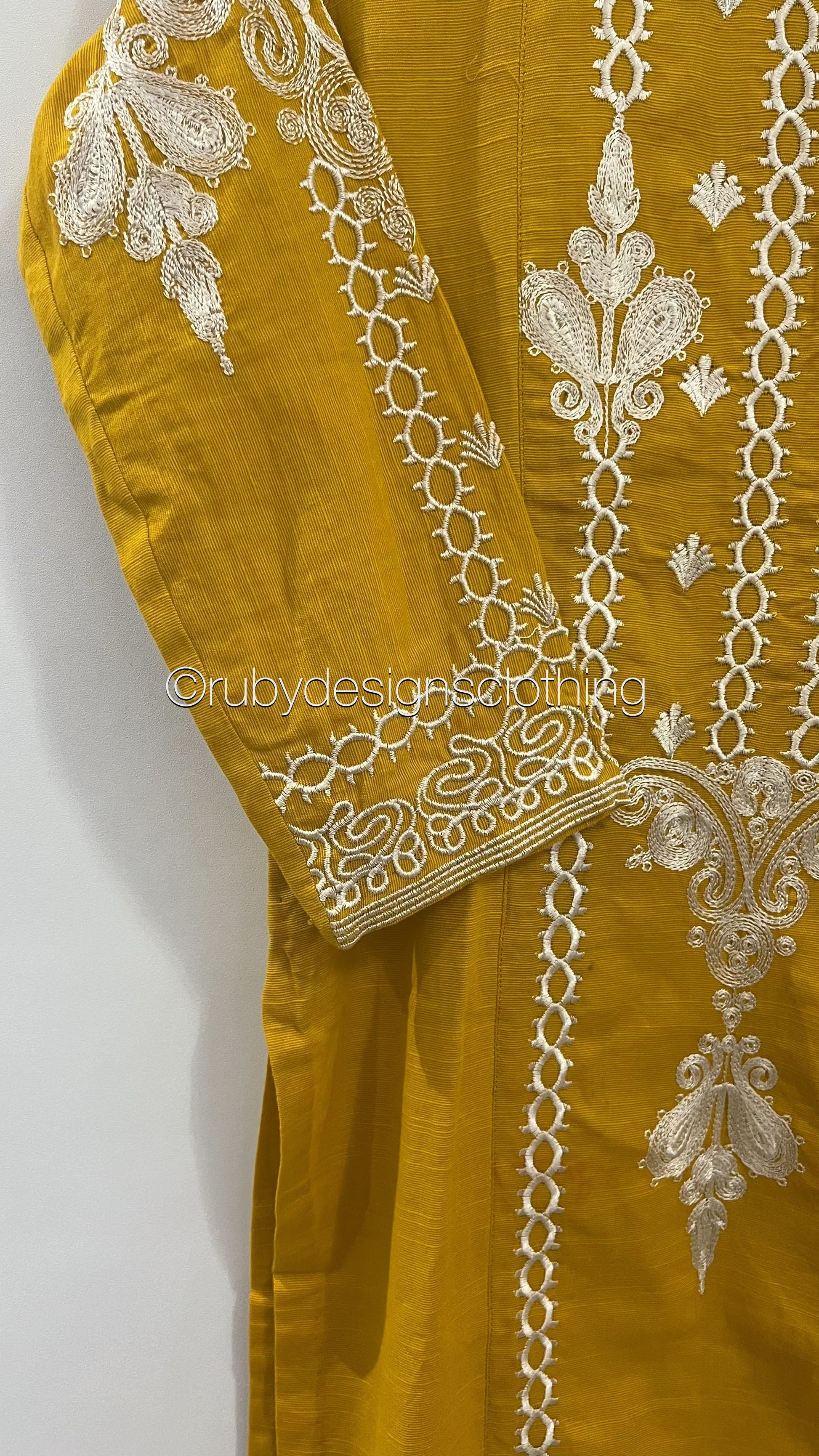 3 Piece Yellow Khaddar Suit with Shawl (8747599331541)