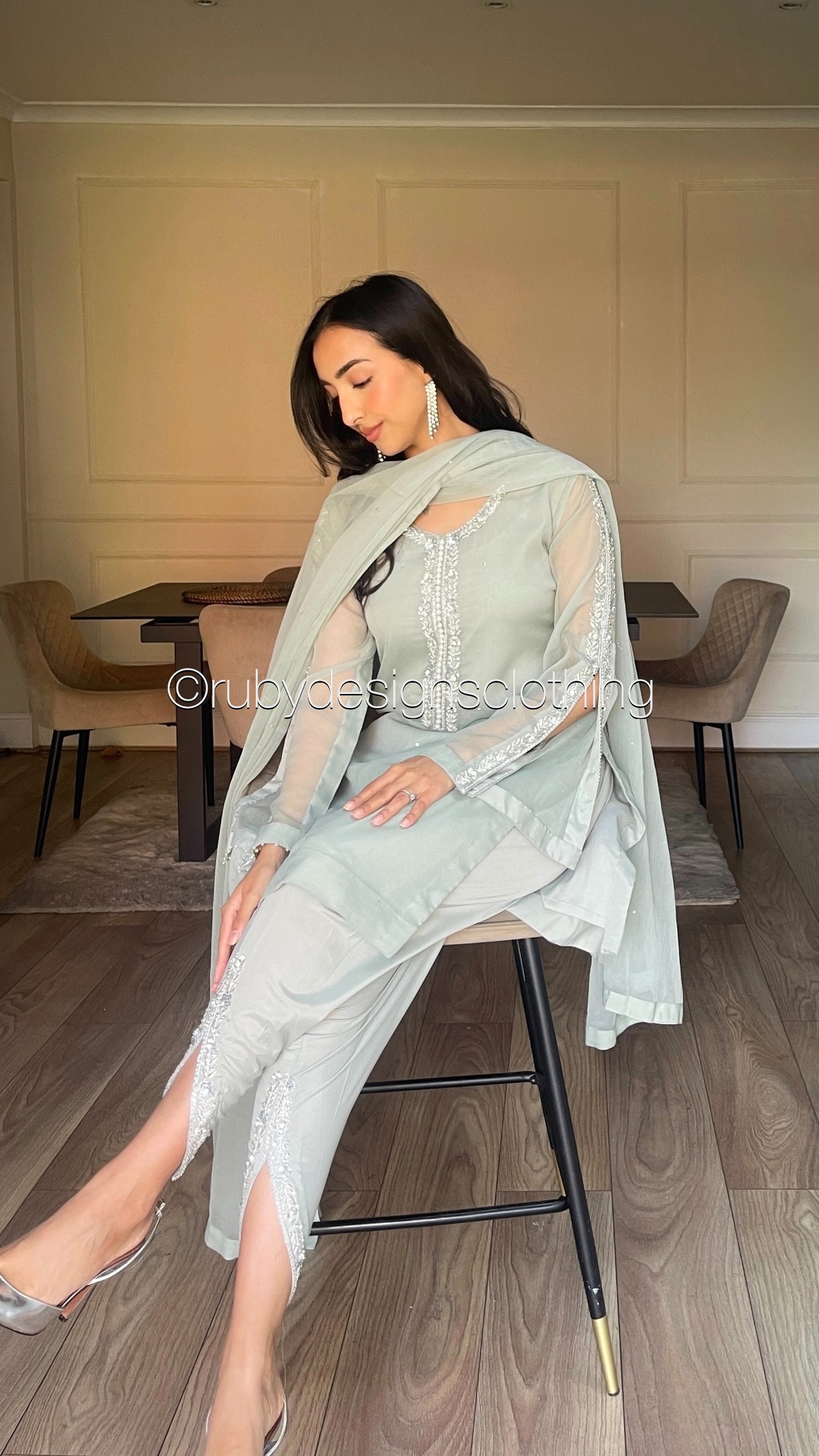 ASMA Haze - 3 Piece Chiffon Suit with Tulip Trousers
