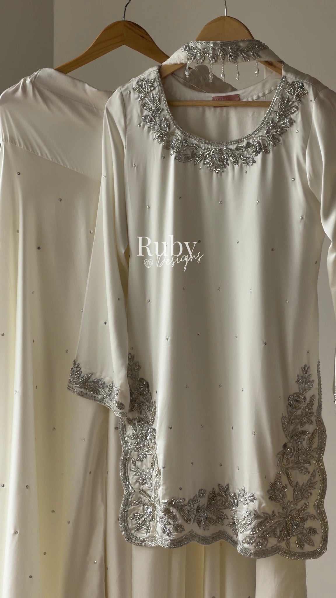 PARISA Pearl - 4 Piece Silk Suit with Matching Potli Bag