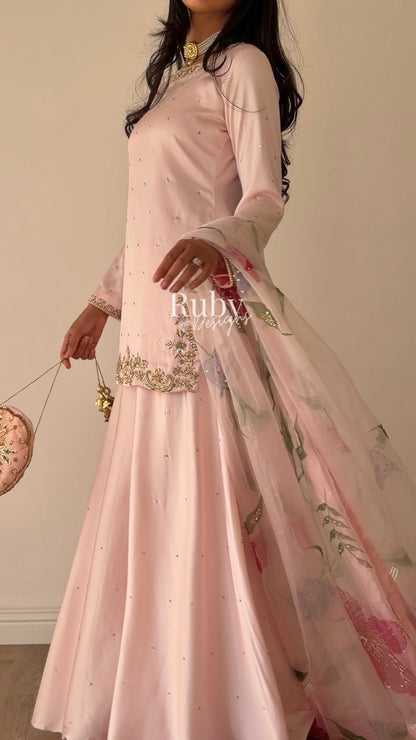 REYA Rose - 3 Piece Silk Suit with Matching Potli Bag
