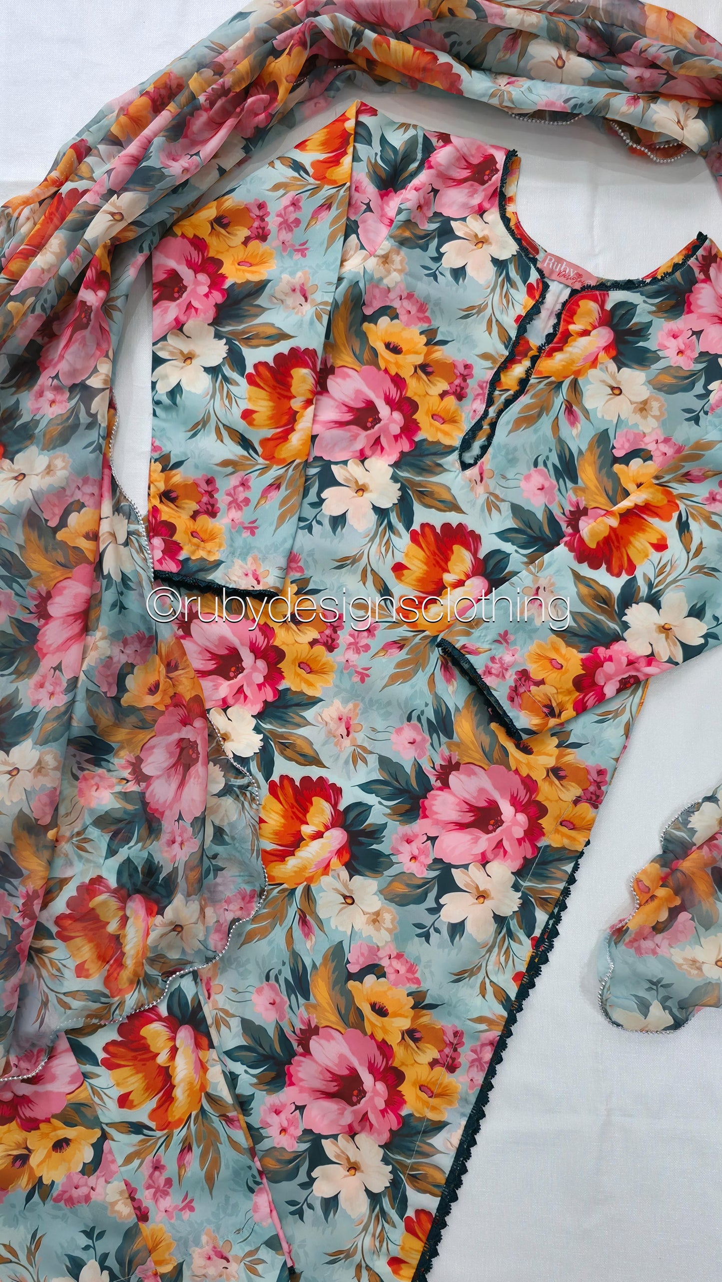 Peach Bloom - 3 Piece Swiss Lawn Suit with Silk Dupatta
