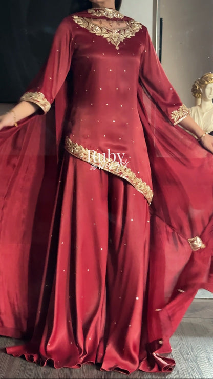 RANI Rouge - 3 Piece Luxury Silk Suit with Matching Bag