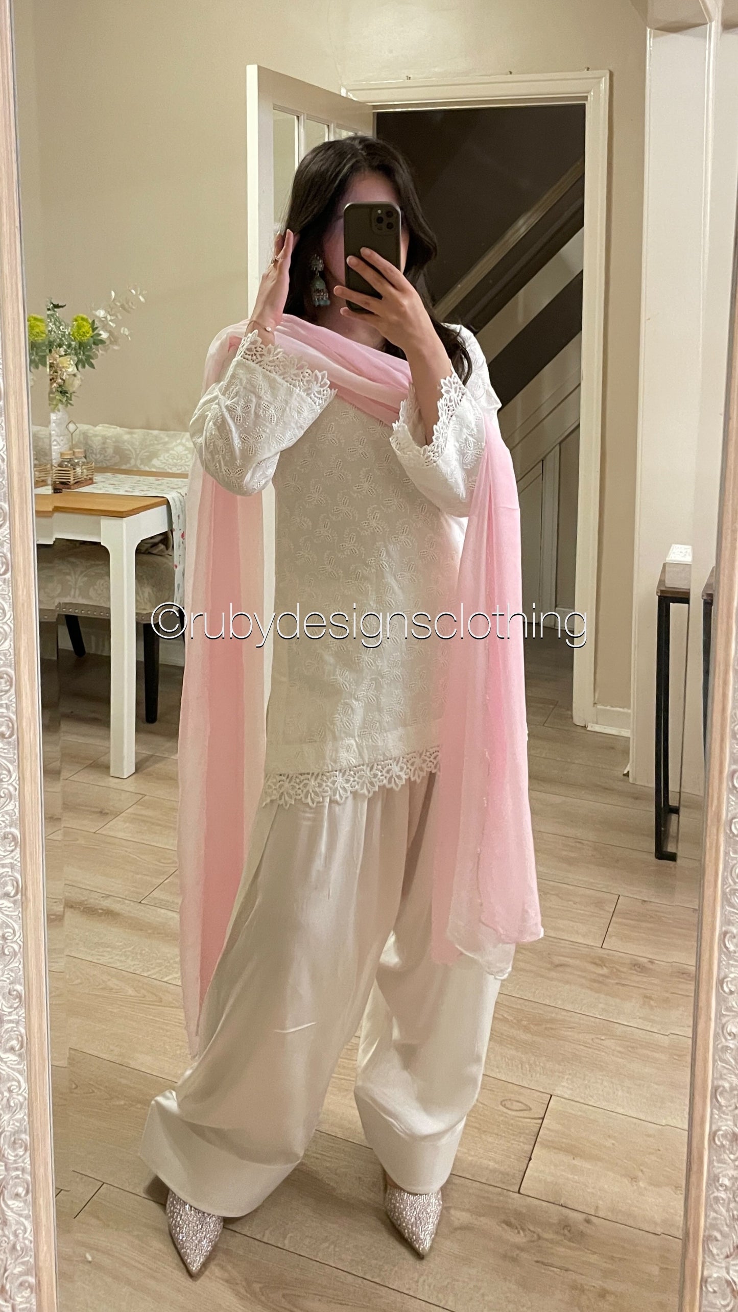 White Lily - 3 Piece Chikankari Suit with Farshi Shalwar
