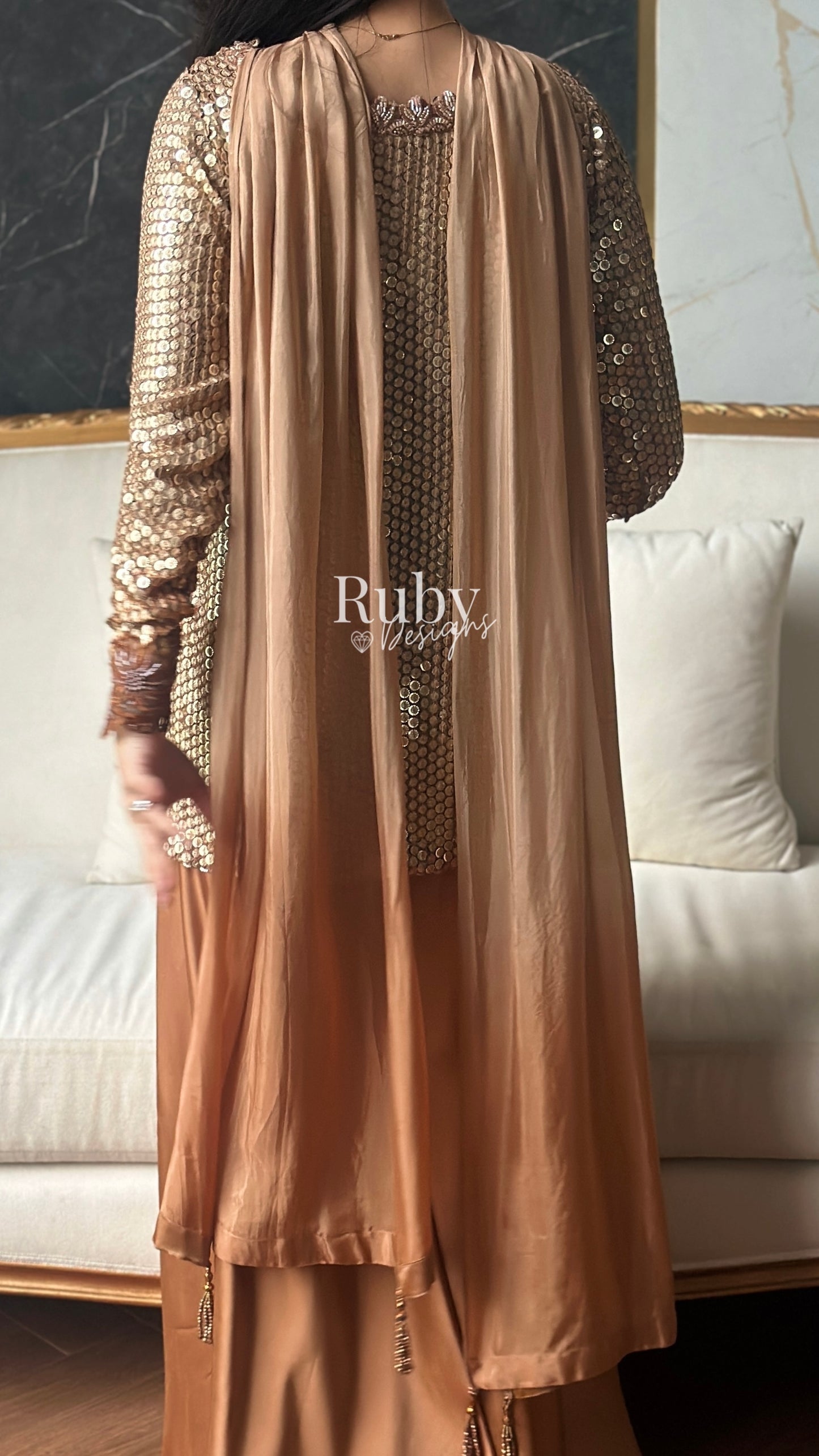 ALARA Mocha - 3 Piece Silk Suit with Choker Dupatta