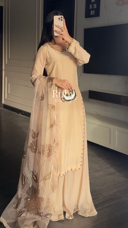 HEER - 3 Piece Silk Suit with Handpainted Dupatta