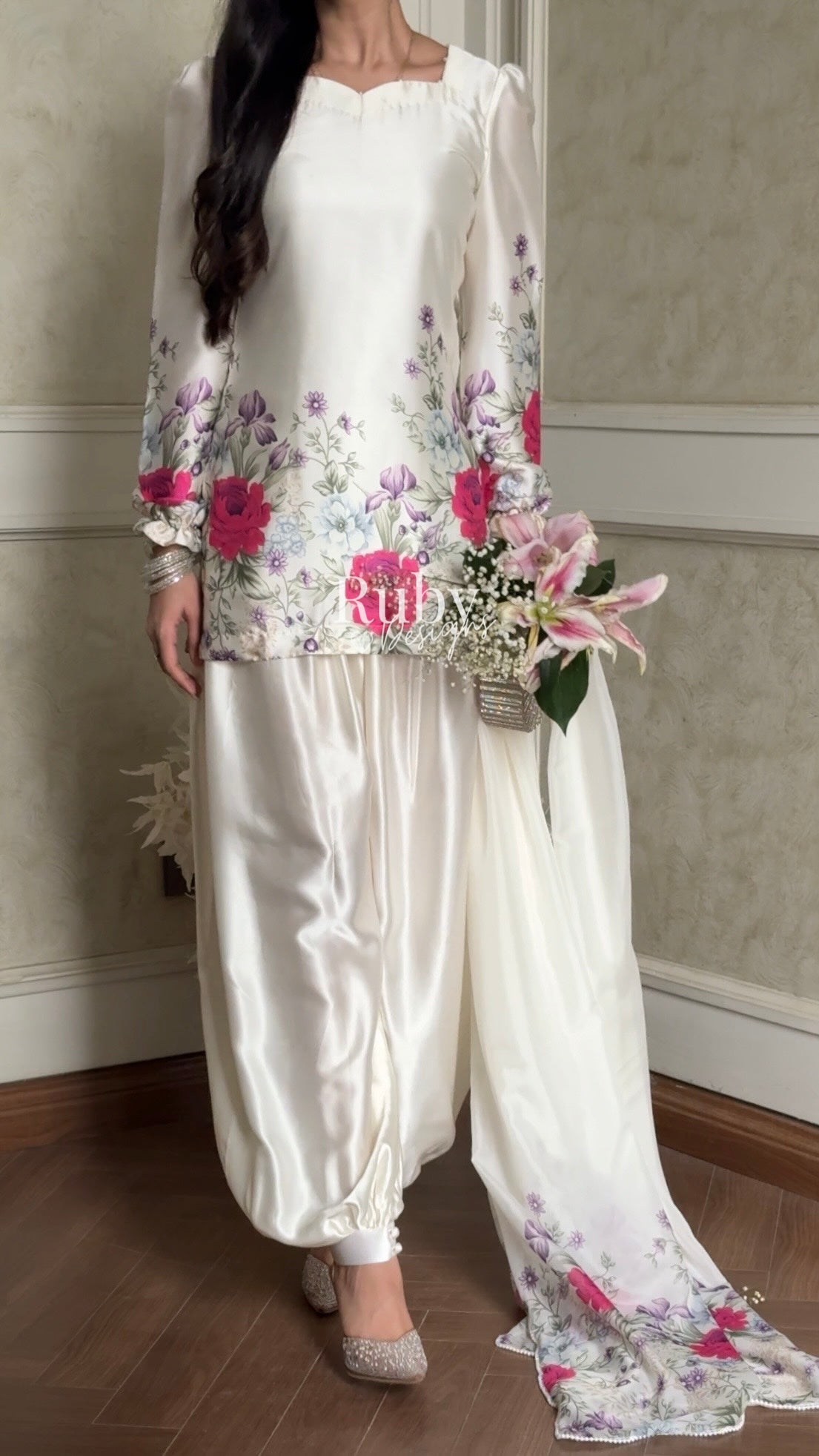 FLEUR Pearl - 3 Piece Silk Suit with Balloon Pants