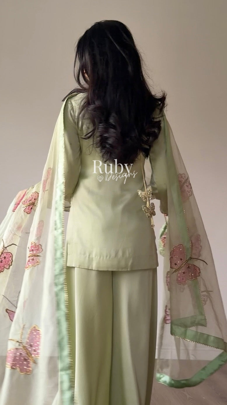 AENA Fern - 4 Piece Silk Suit with Matching Potli Bag