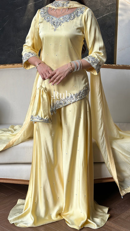 PRE-ORDER (6-8 week estimated dispatch): RANI Butter - 4 Piece Luxury Silk Suit with Matching Bag
