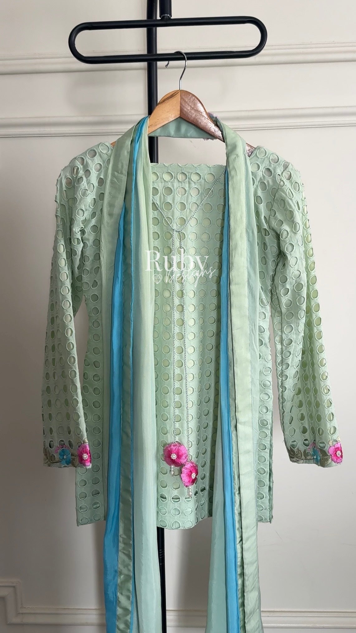 ALIZEH Sage - 3 Piece Chikankari Suit with Ombré Dupatta