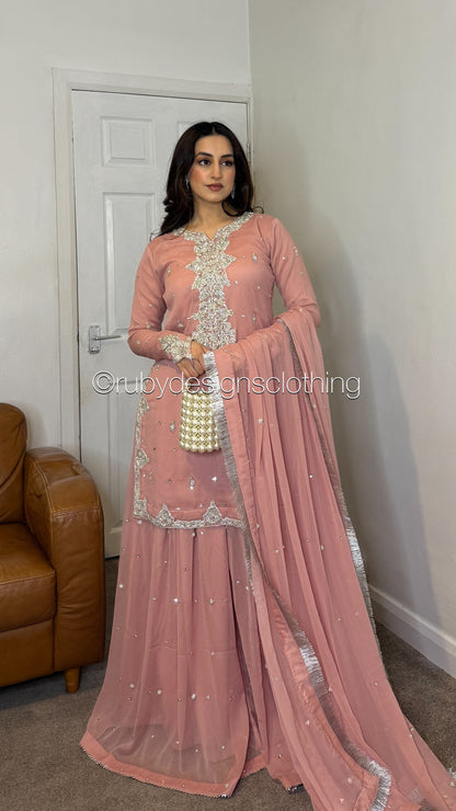 FAIZA CUSTOM COLOUR PRE-ORDER - 3 Piece Custom Suit with Sharara