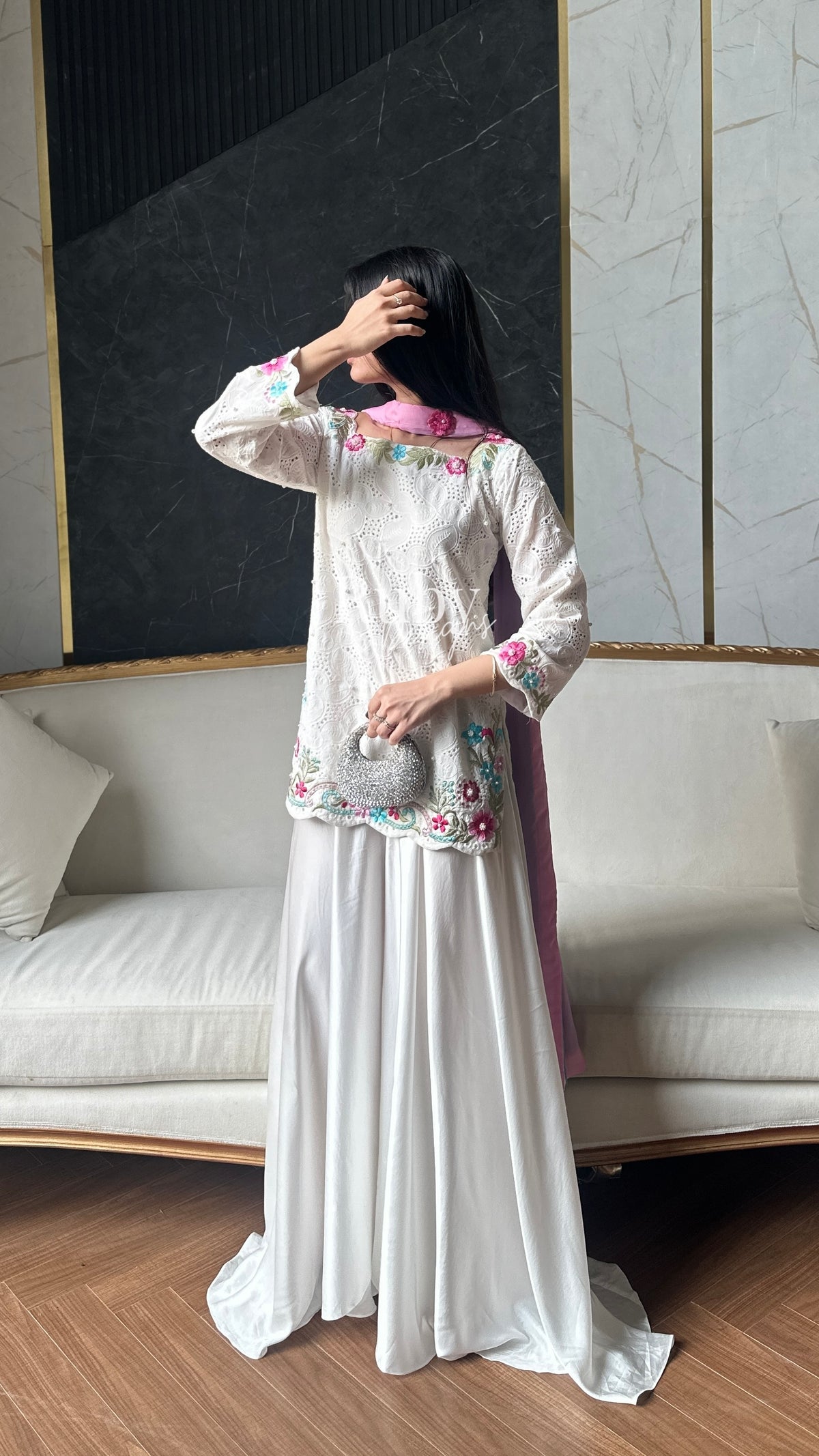 ALIZEH Petal - 3 Piece Chikankari Suit with Ombré Dupatta