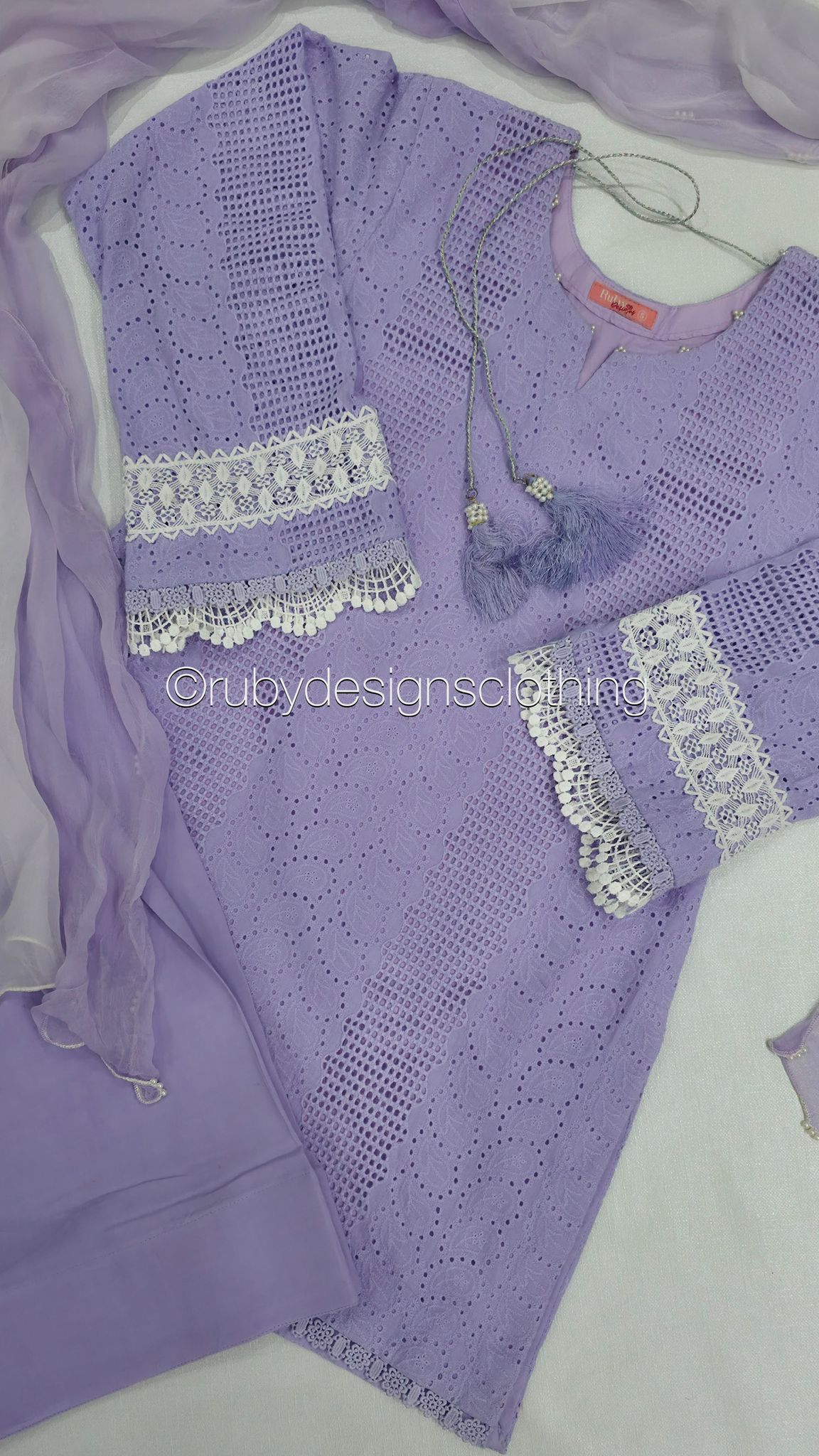 Lilac Haze - 3 Piece Chikankari Suit with Farshi Shalwar