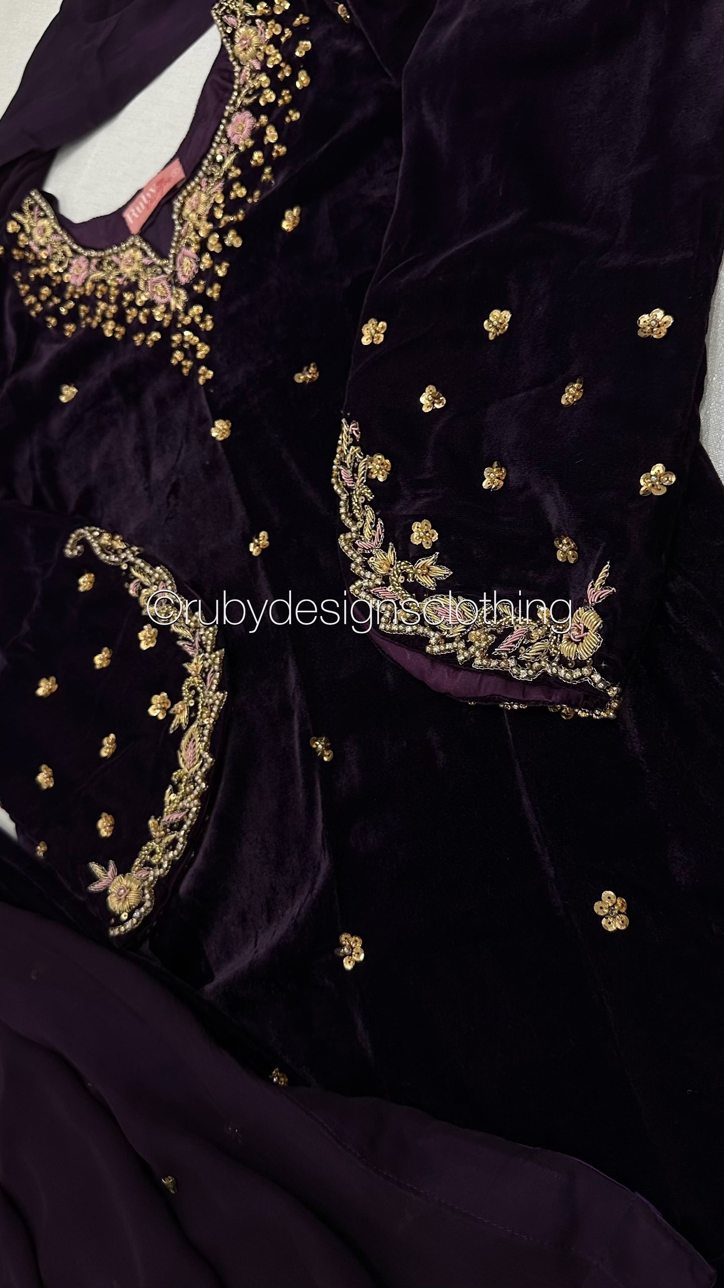 RUBA - 3 Piece Luxury Velvet Suit with Chiffon Dupatta