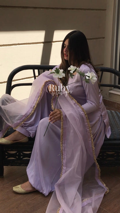AMELLE Lilac - 3 Piece Silk Suit with Balloon Pants