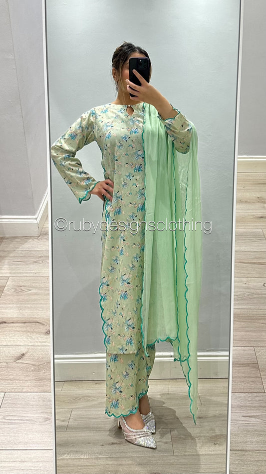 NOREEN - EXCLUSIVE 3 Piece Swiss Lawn Suit with Chiffon Dupatta