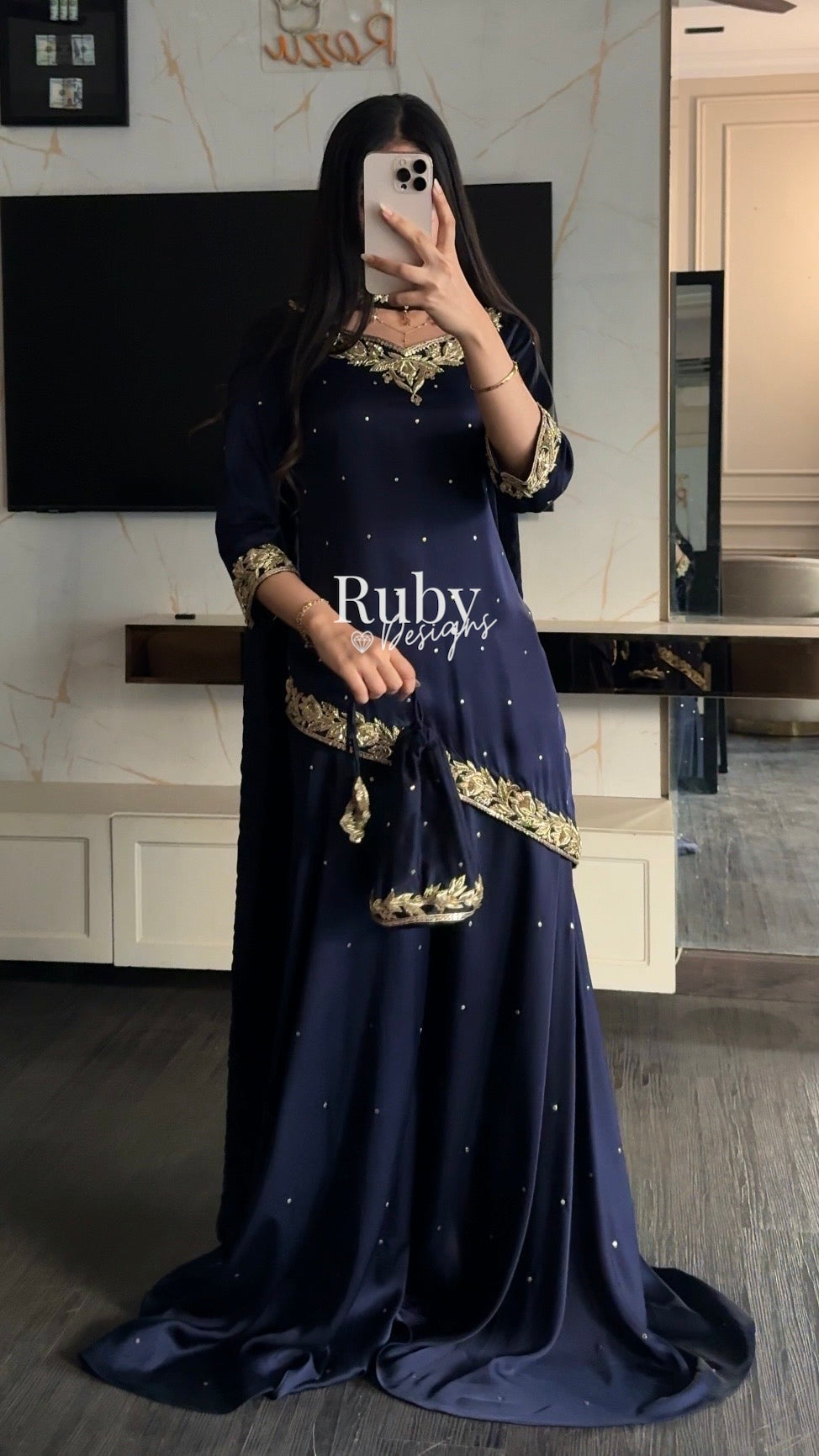 RANI Midnight - 3 Piece Luxury Silk Suit with Matching Bag