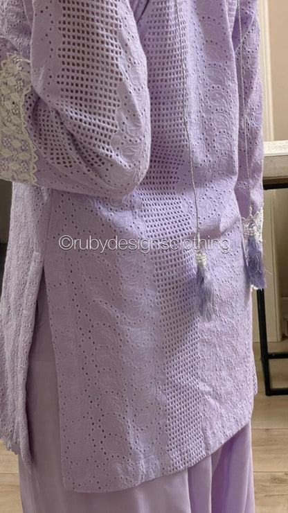 Lilac Haze - 3 Piece Chikankari Suit with Farshi Shalwar