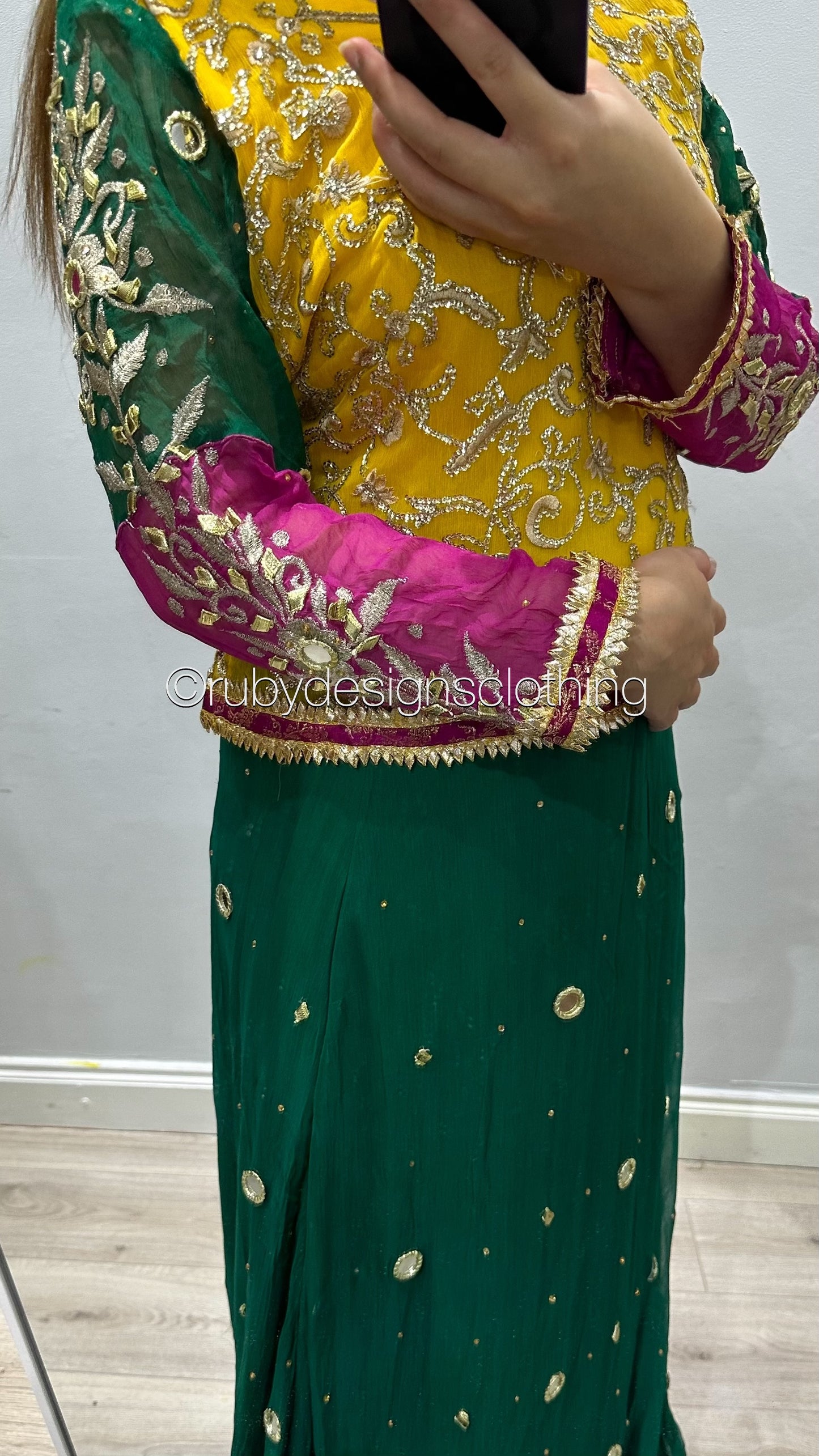 EXCLUSIVE SAMPLE - 2 Piece Chiffon Suit with Chiffon Top and Skirt (8746830659797)