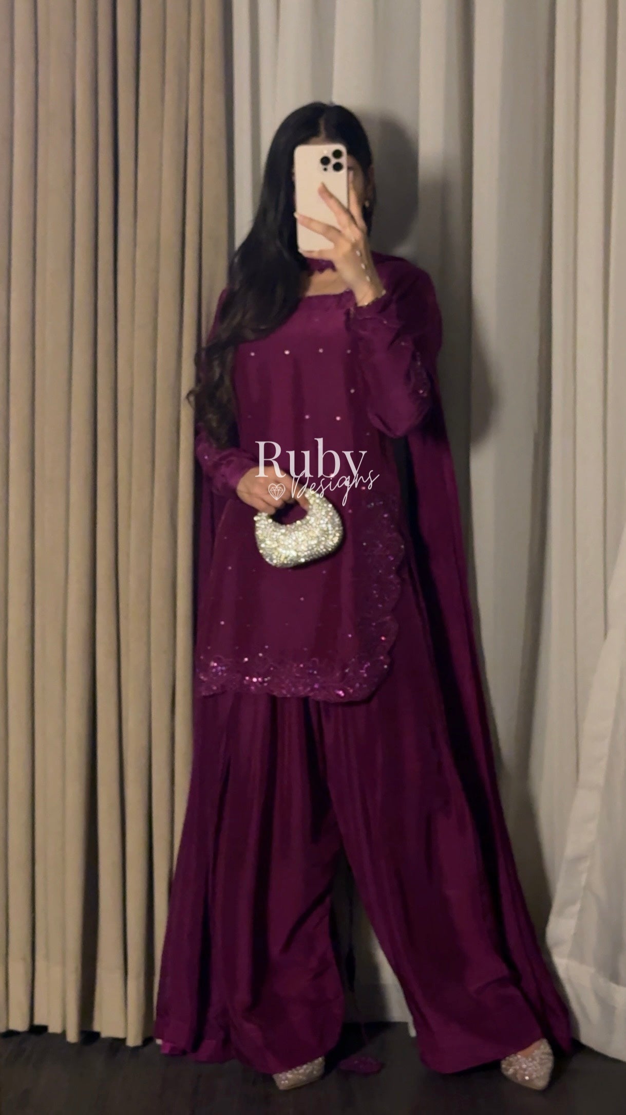 PRE-ORDER (not for immediate dispatch) - SAHARA - 3 Piece Magenta Luxury Silk Suit with Cutdana Handwork