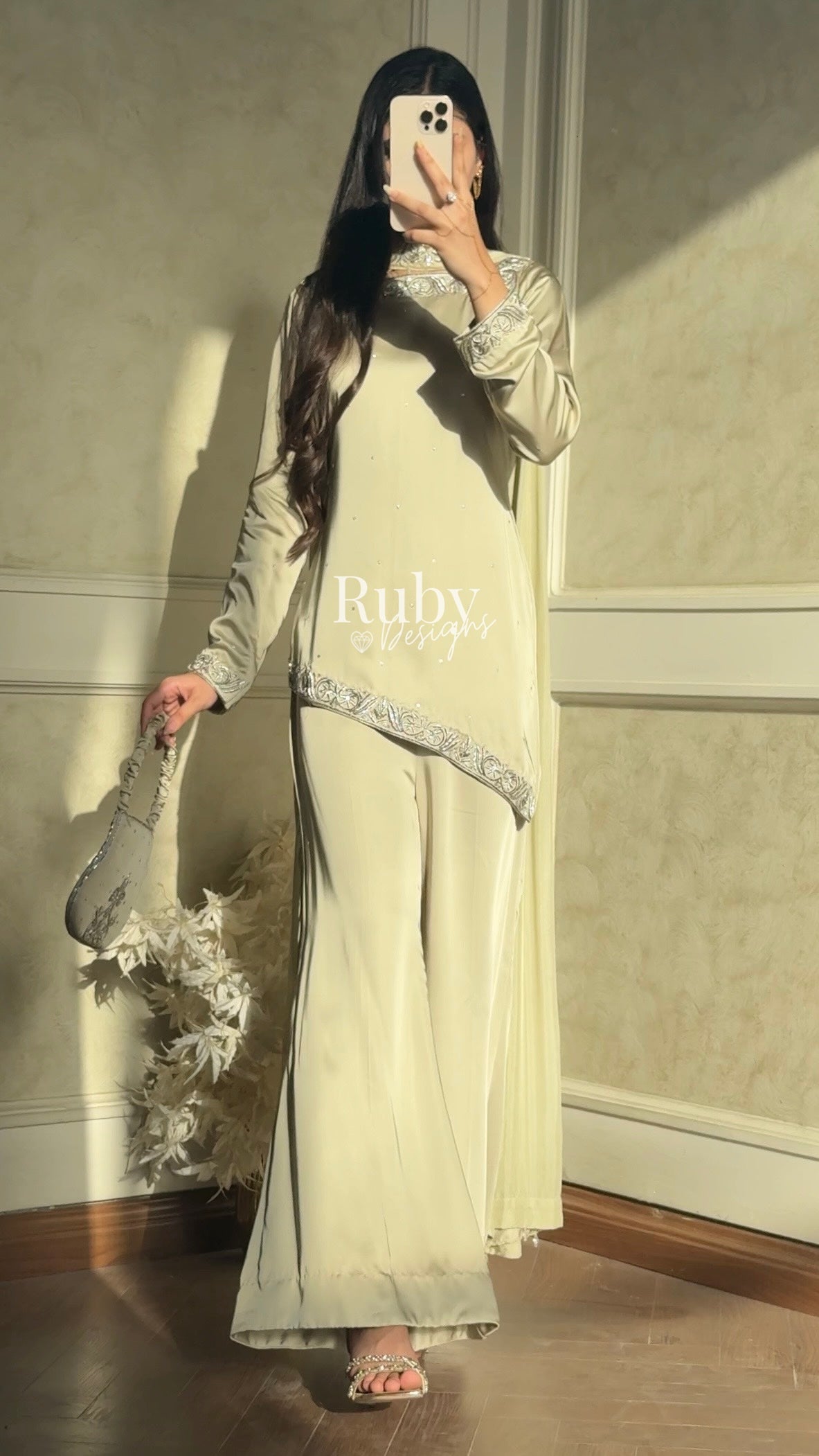 PREITY Sage - 3 Piece Silk Suit with Matching Bag