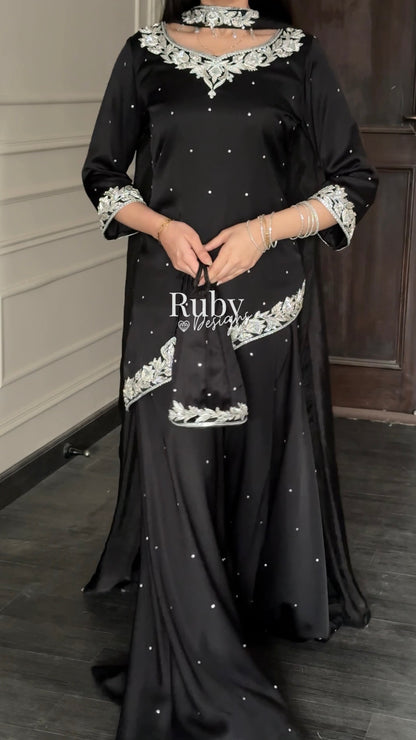 RANI Noir - 3 Piece Luxury Silk Suit with Matching Bag