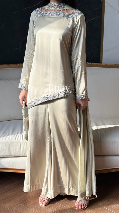 PREITY Sage - 3 Piece Silk Suit with Matching Bag