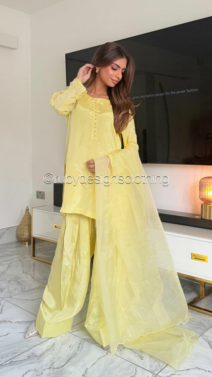 RIMA Butter - 4 Piece Russian Silk Suit with Farshi Shalwar