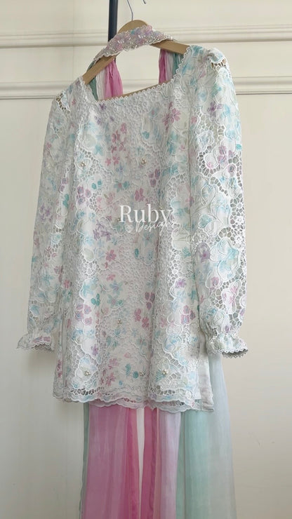 SAIRA Bloom - 3 Piece Cutwork Chikankari Suit with Balloon Trousers