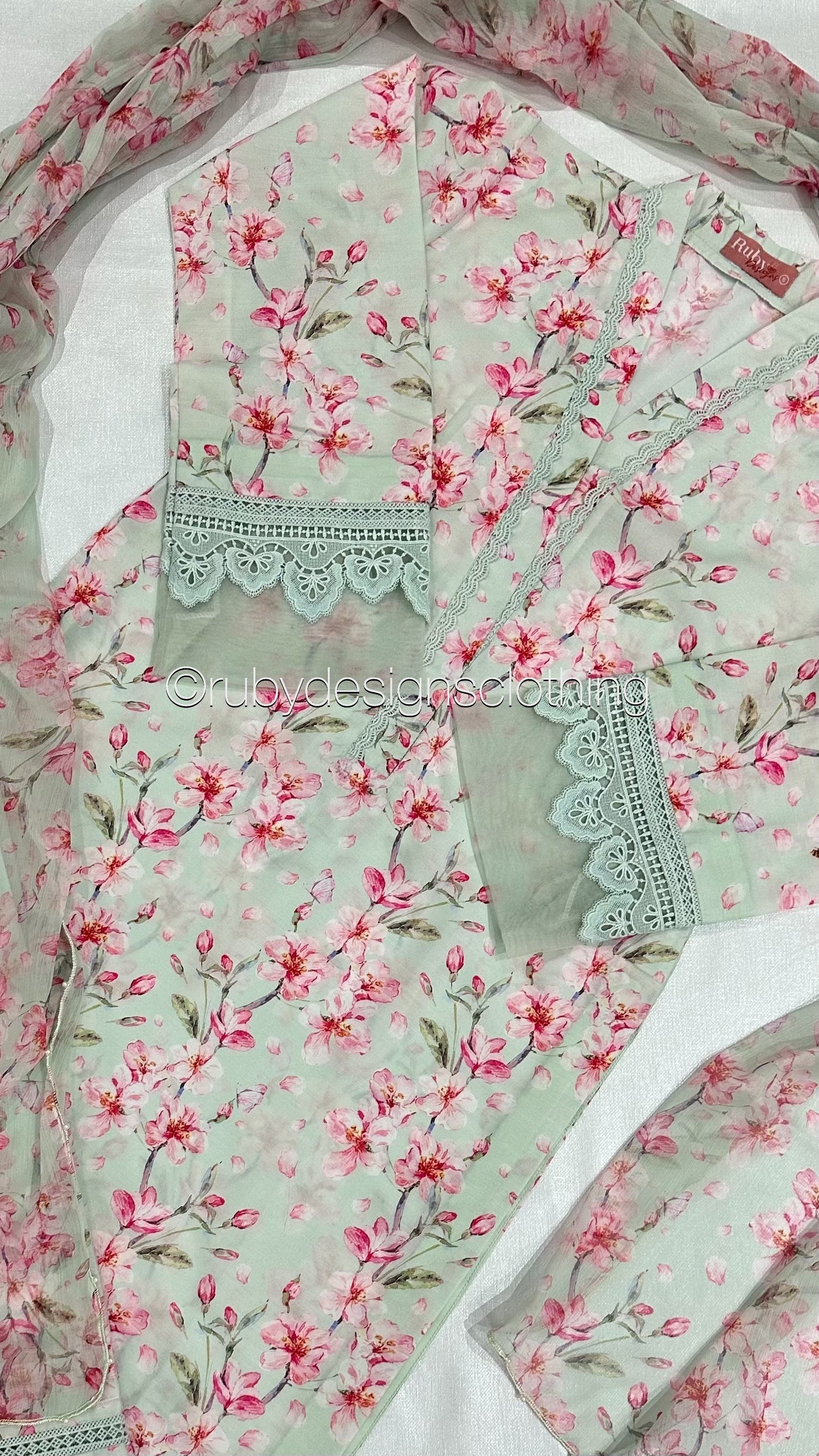 NARMEEN - 3 Piece Swiss Lawn Suit with Chiffon Dupatta