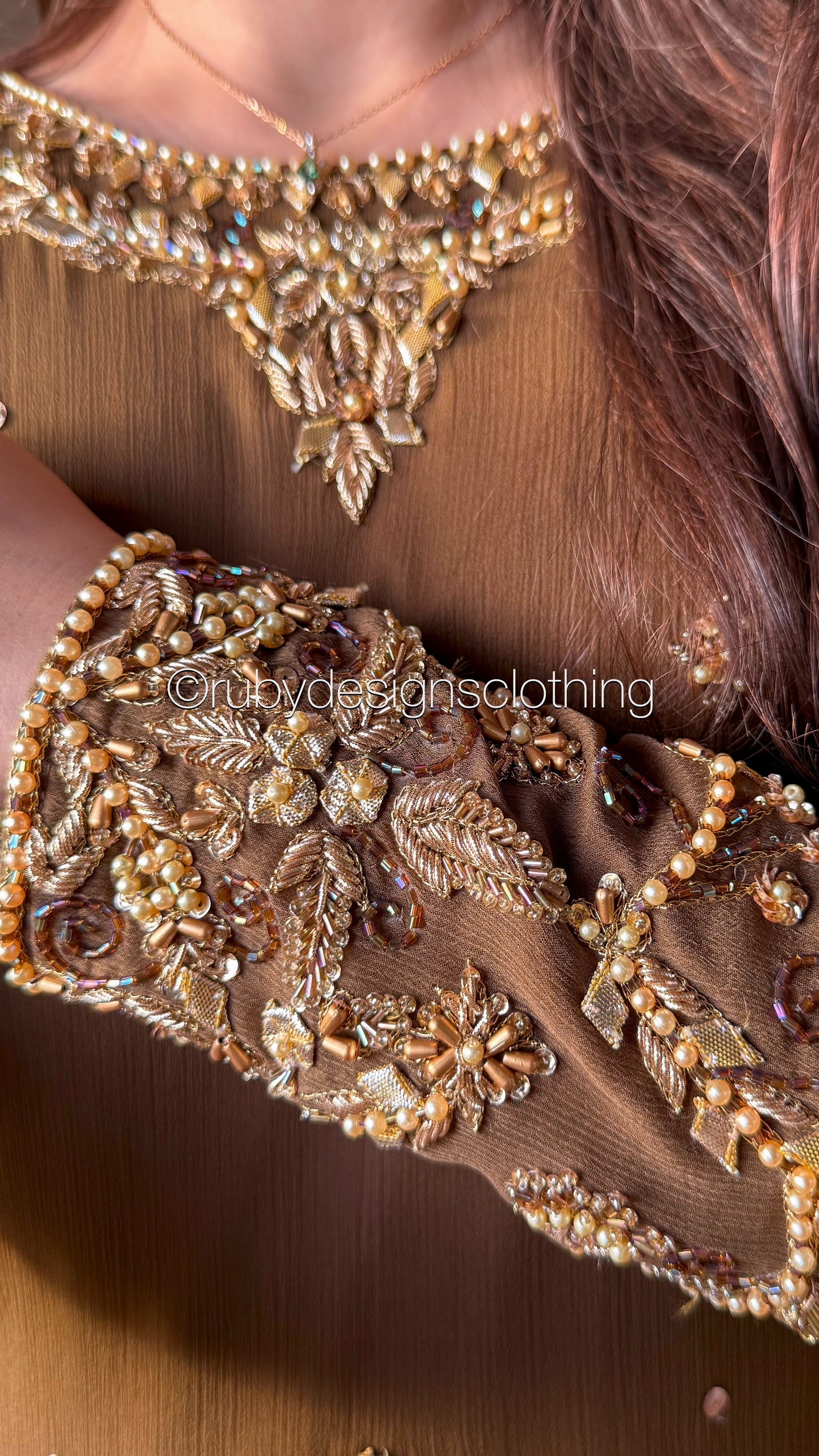 NAYRA Style 3 (Short Shirt) - 3 Piece Khaki Chiffon Suit with Shalwar