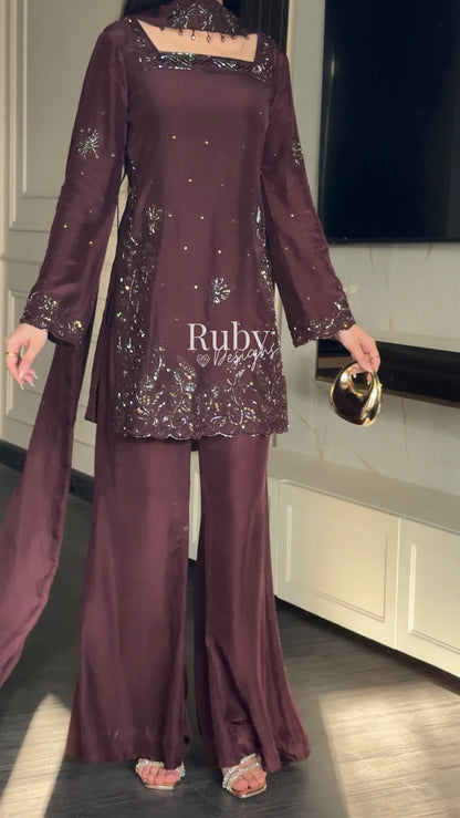 SELIN - 3 Piece Luxury Silk Suit with Flared Trouser