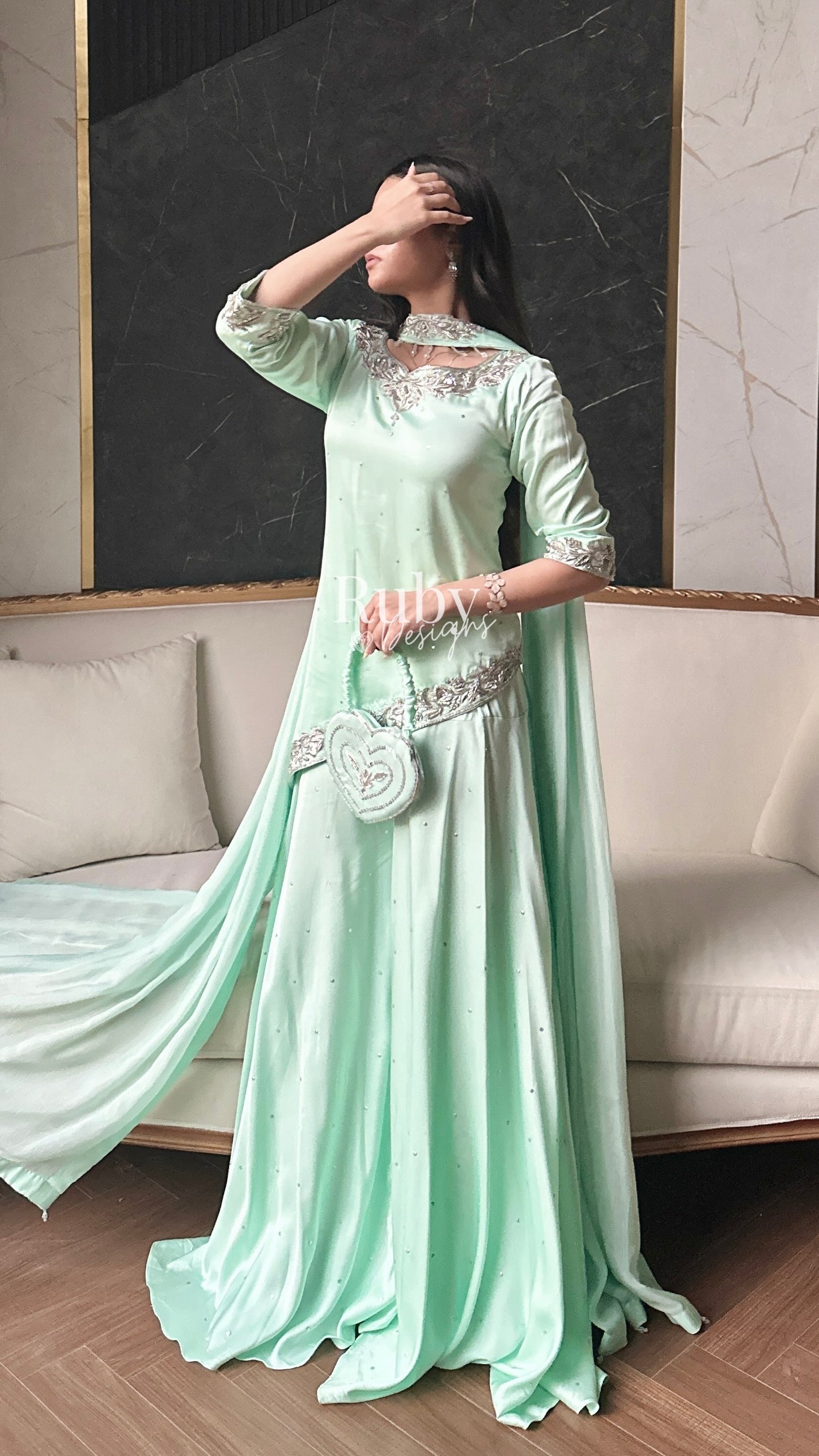 RANI Mint - 3 Piece Luxury Silk with Matching Bag