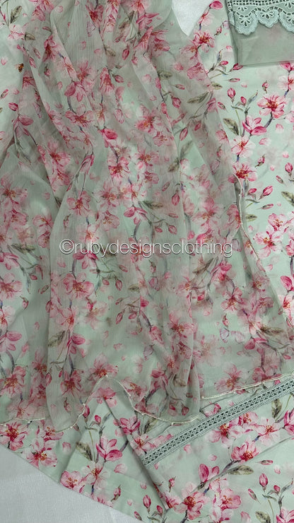 NARMEEN - 3 Piece Swiss Lawn Suit with Chiffon Dupatta