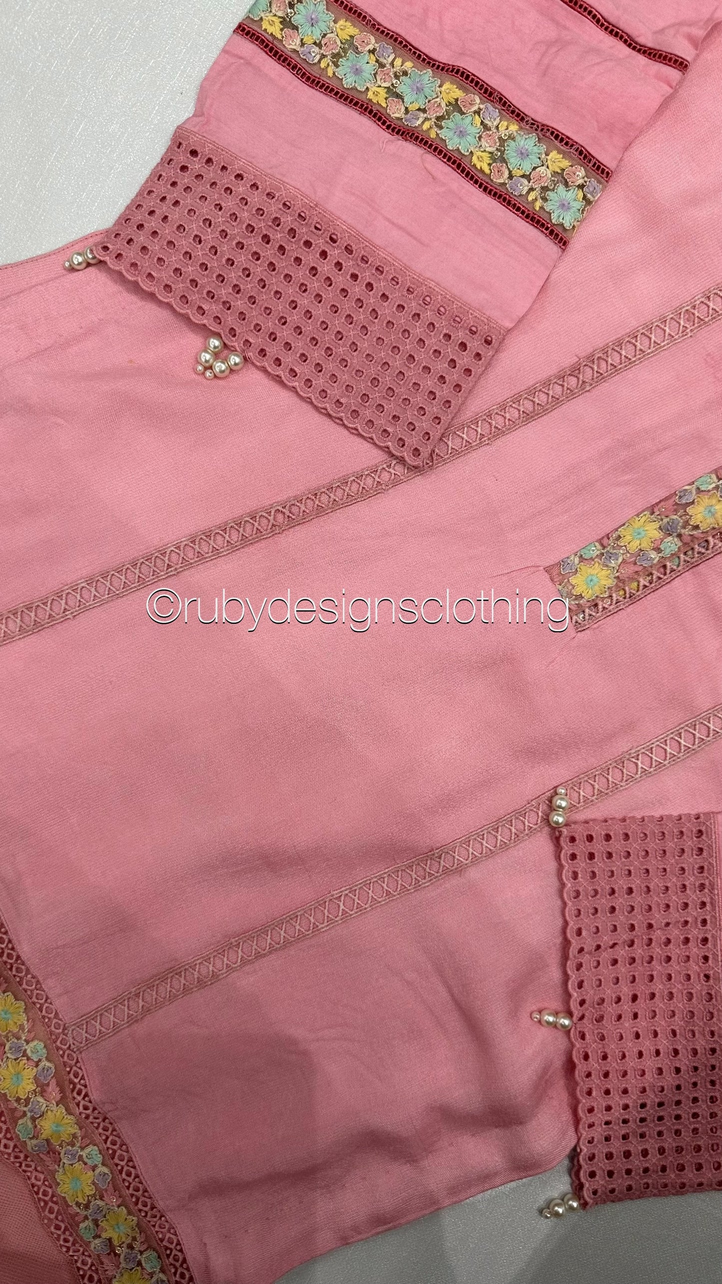 Minor Defect - NISA - 3 Piece Rose Pink Suit with Pearls (8748073615573)