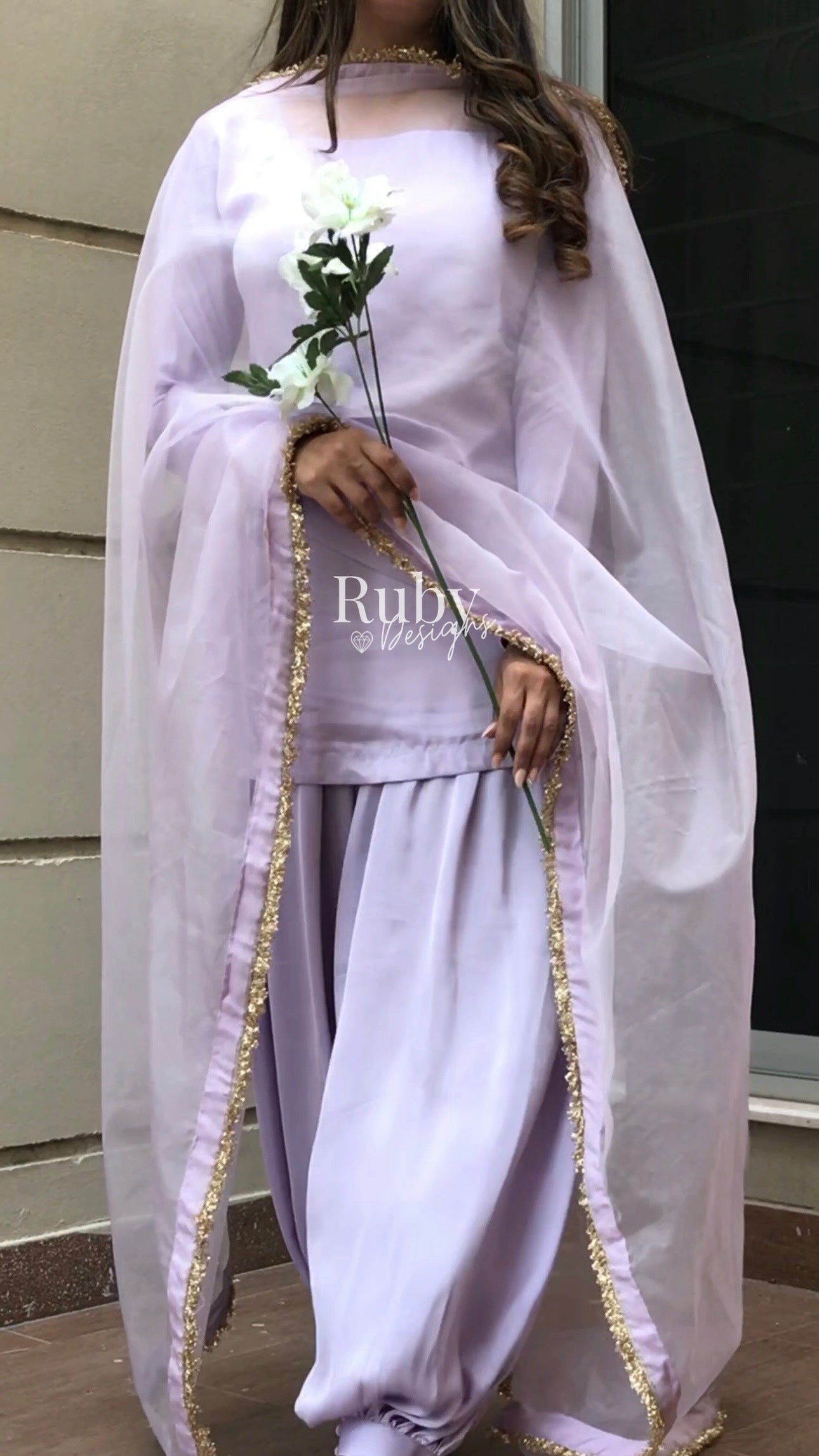 AMELLE Lilac - 3 Piece Silk Suit with Balloon Pants