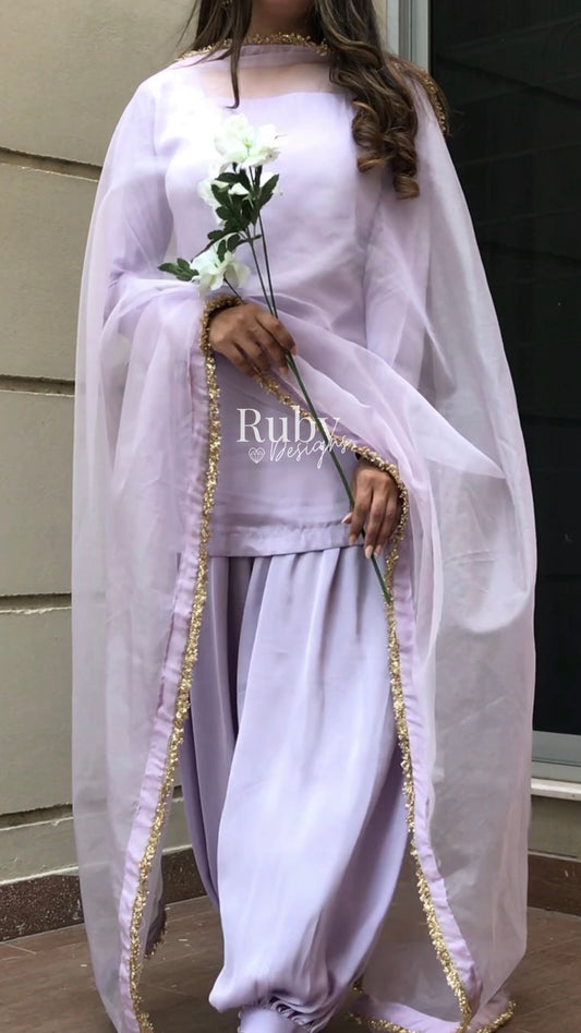 AMELLE Lilac - 3 Piece Silk Suit with Balloon Pants