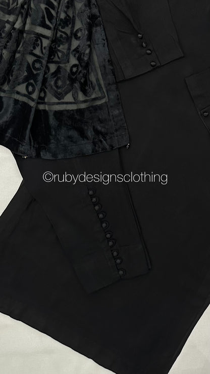 ZAILA Noir - 3 Piece Marina Suit with Palachi Shawl