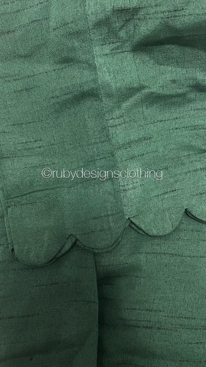 Minor Defect - ZAARA Green - 3 Piece Raw Silk Suit with Organza Ruffle Dupatta (8748147310805)