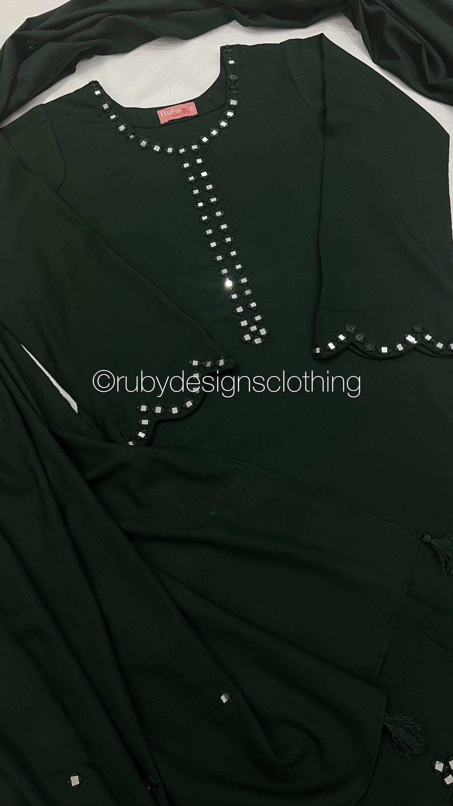 HANIA - 3 Piece Forest Green Marina Suit with Shawl