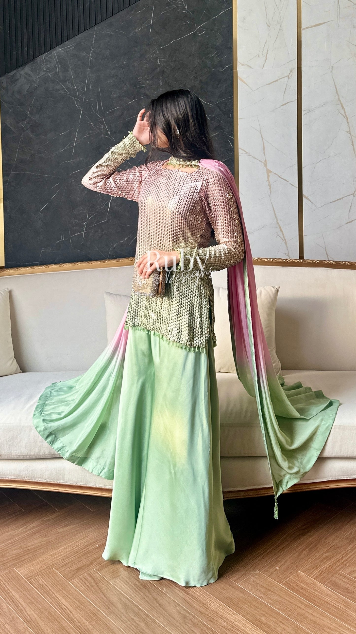 ALARA Haze - 3 Piece Silk Suit with Choker Dupatta